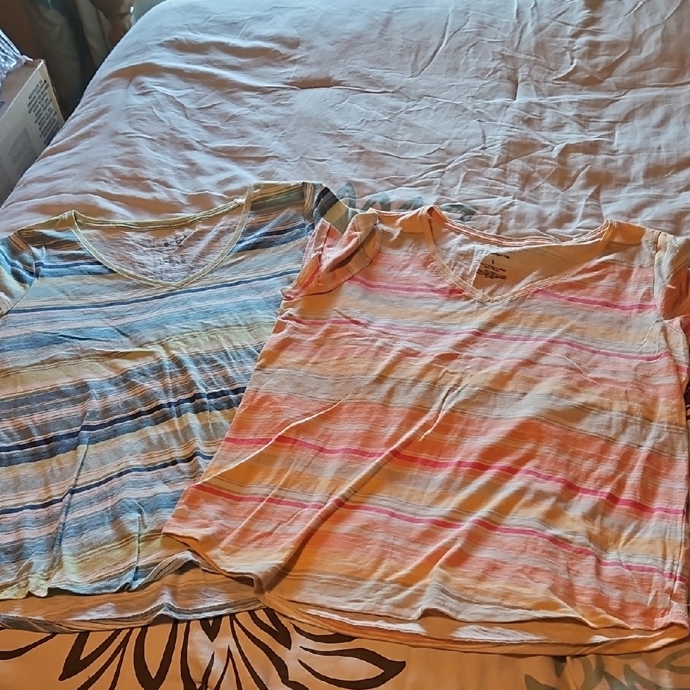 Sonoma Short Sleeve Tees - Blue and Pink Stripes